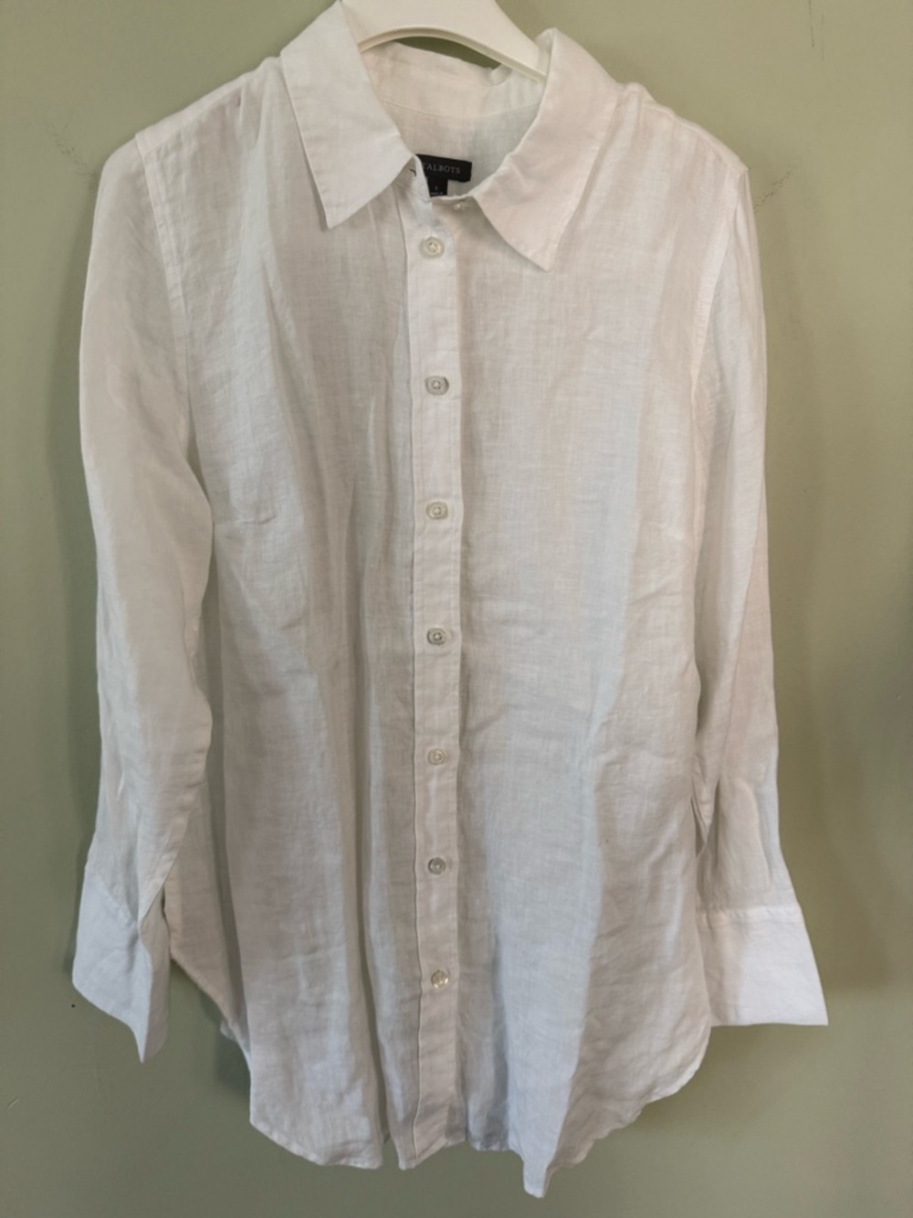 Talbots Men's White Linen Button-Front Shirt